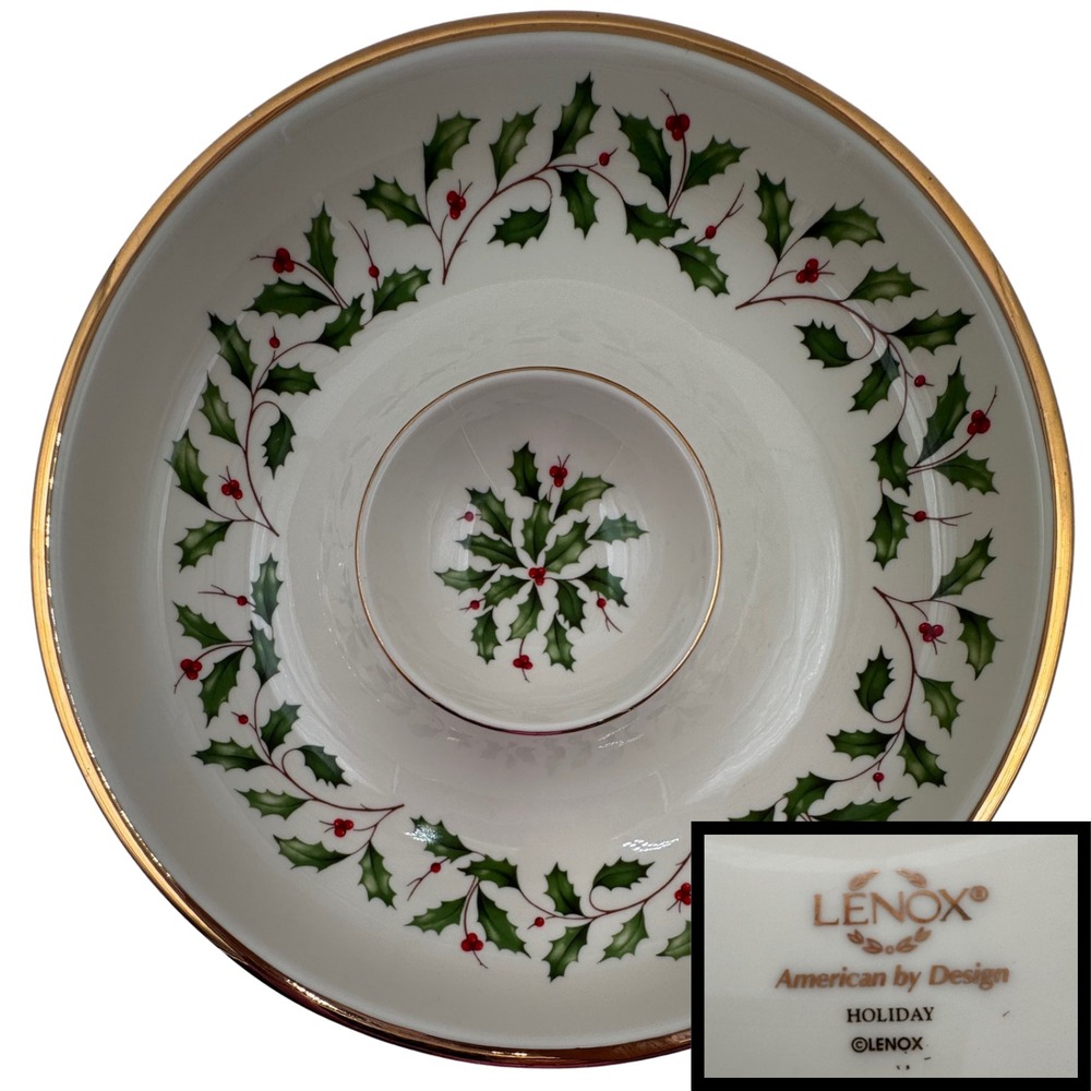 Lenox American by Design Dip and Chip Bowl Holiday Pattern 12" Collectibles Gift